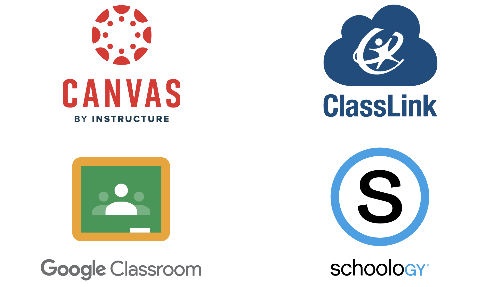 LMS partners: Canvas, ClassLink, Google Classroom, Schoology